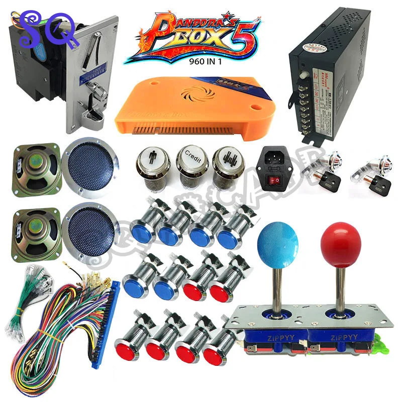 960 in 1 Pandora Box 5 Plus DIY Arcade Bundles Kits Parts With american Joystick happ push button coin selector lock IEC socket