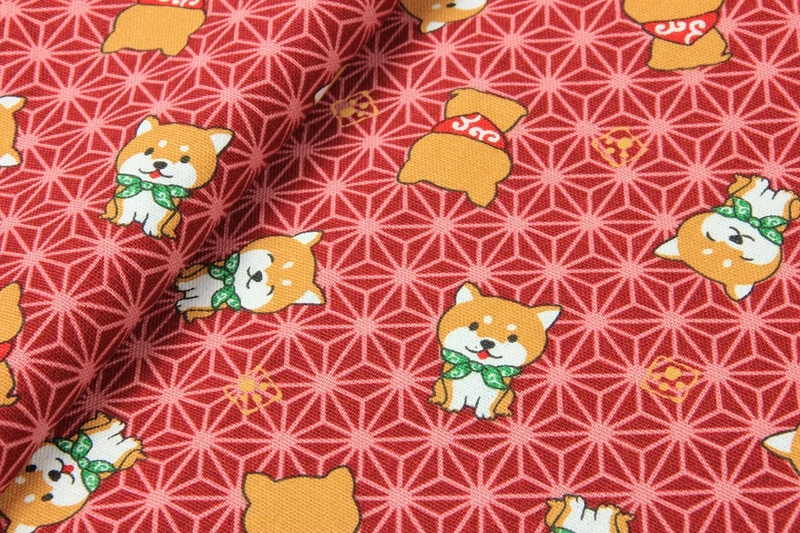 Половина ярда импорт хлопок лен японский мягкий бриз мультфильм собака печать ткань для ручной работы DIY сумка telas A689