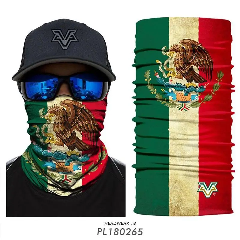 3D шарф Балаклава флаг страны бесшовная бандана Баффы военный Лес шеи грелка Мексика Испания Германия США Канада Лыжная маска для лица - Цвет: PL180265