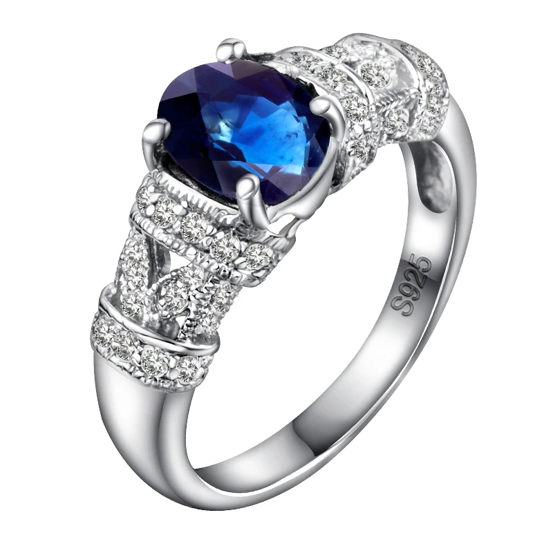 

Natural Sapphire Night Blue Ring 925 Sterling silver Oval Woman Fashion Fine Elegant Jewelry Princess Birthstone Gift SR0190S