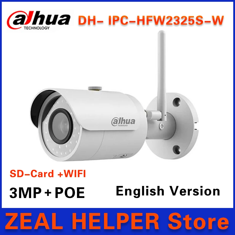 

Dahua English Firmware IPC-HFW2325S-W replace IPC-HFW1320S-W 3MP IP67 WIFI SD Card slot Network outdoor WIFI IP Camera