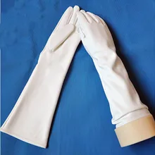 1 пара модных очков, женские перчатки, искусственная кожа, удлинение 40 см, белые теплые перчатки