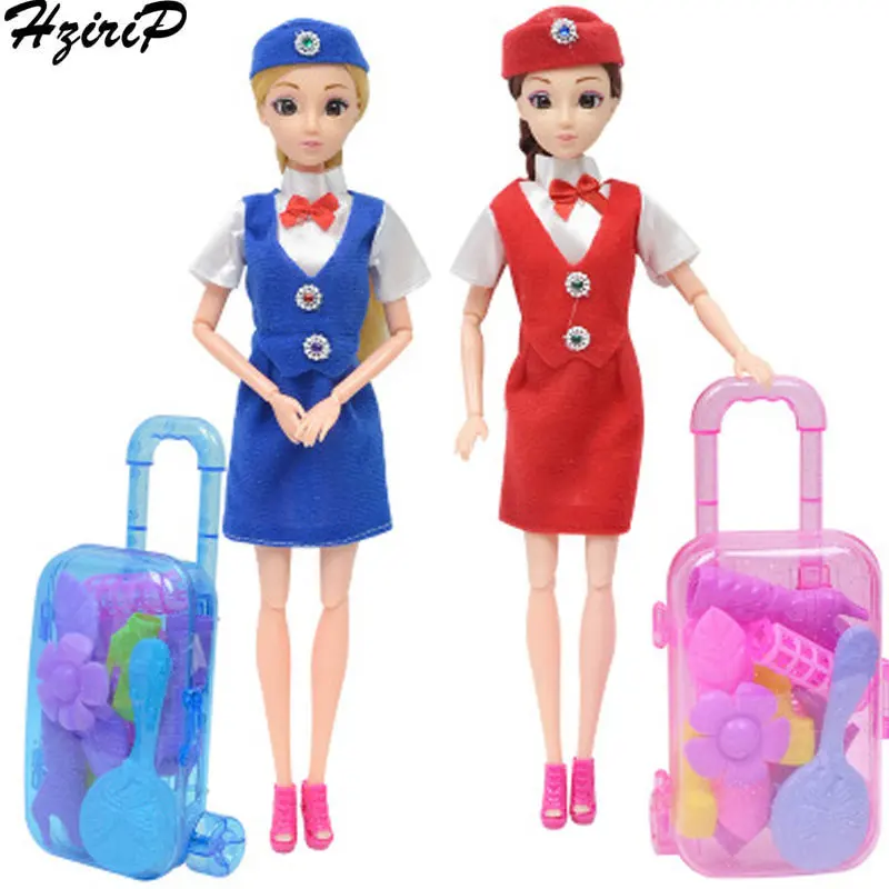 HziriP 11.5 Inches Movable Joint Flight Attendant Pretend Play Toy