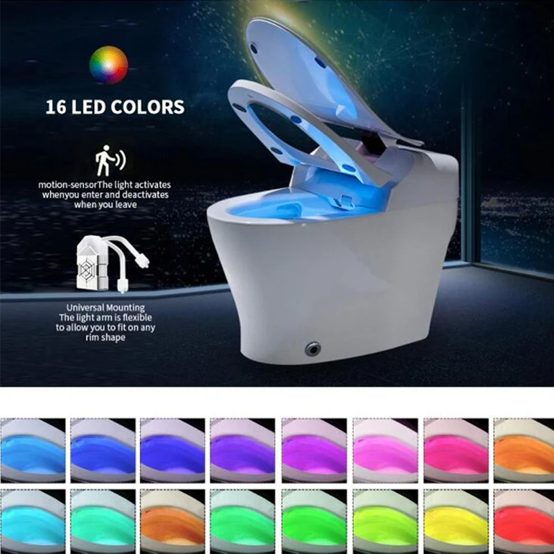 

Smart PIR Motion Sensor Toilet Seat Night Light 16 Colors Waterproof Backlight For Toilet Bowl LED Luminaria Lamp WC Toilet Ligh