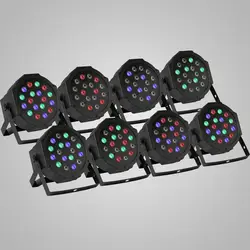 Последние 8x 18 светодиодов RGB PAR64 DMX512 DJ Par 18x3 Вт светодиодные фонари сценического Освещение Party Club Бар