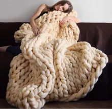 CAMMITEVER Thick Luxury Blanket Hand Chunky Knitted Blanket Bulky Knitted Blankets Winter Soft Warm Throw DropShipping native american inspired wave stripe knitted throw blanket