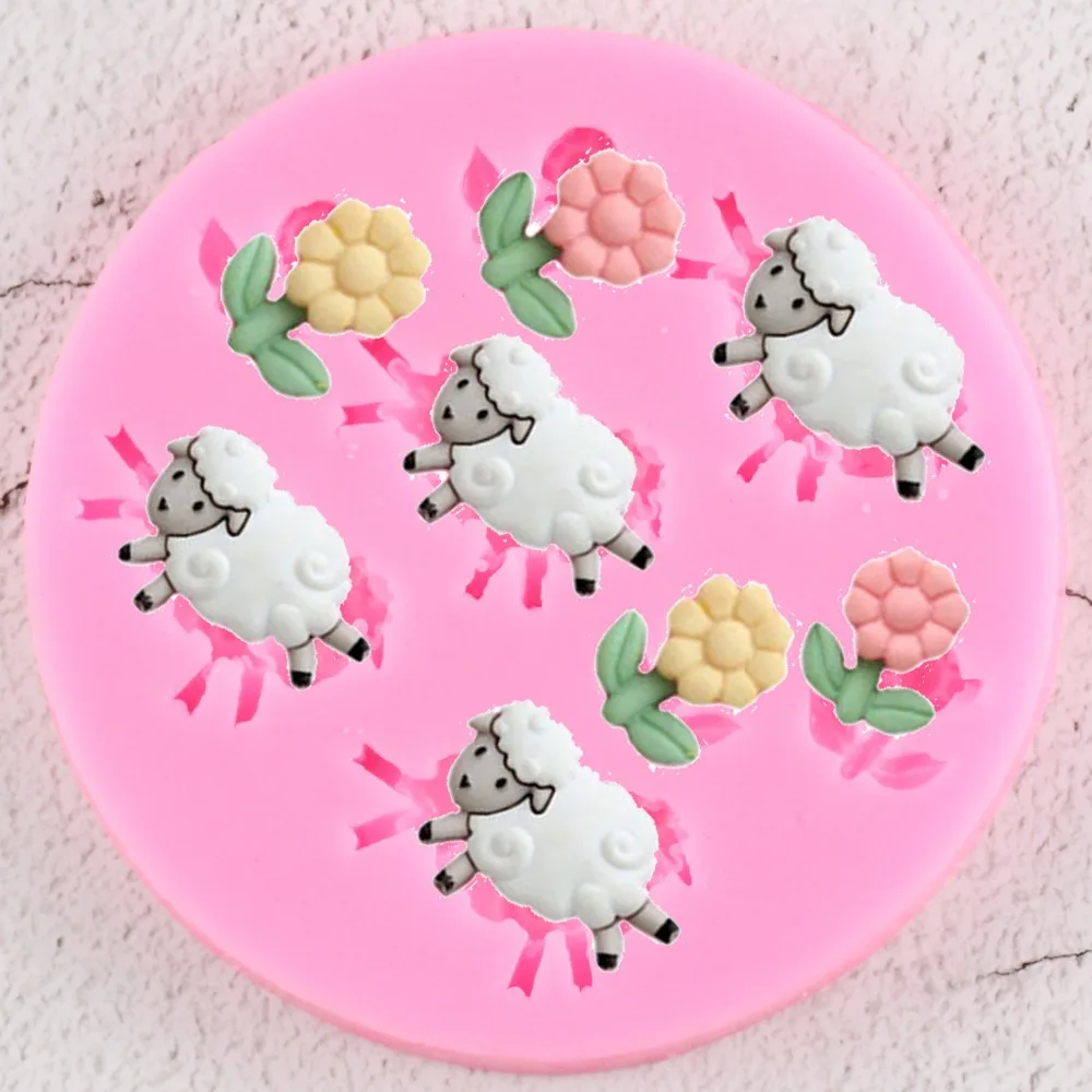 

Food Grade Fondant Cake Silicone Mold Sheep Flowers Shape Polymer Clay Chocolate Pastry Making Decoration Tools