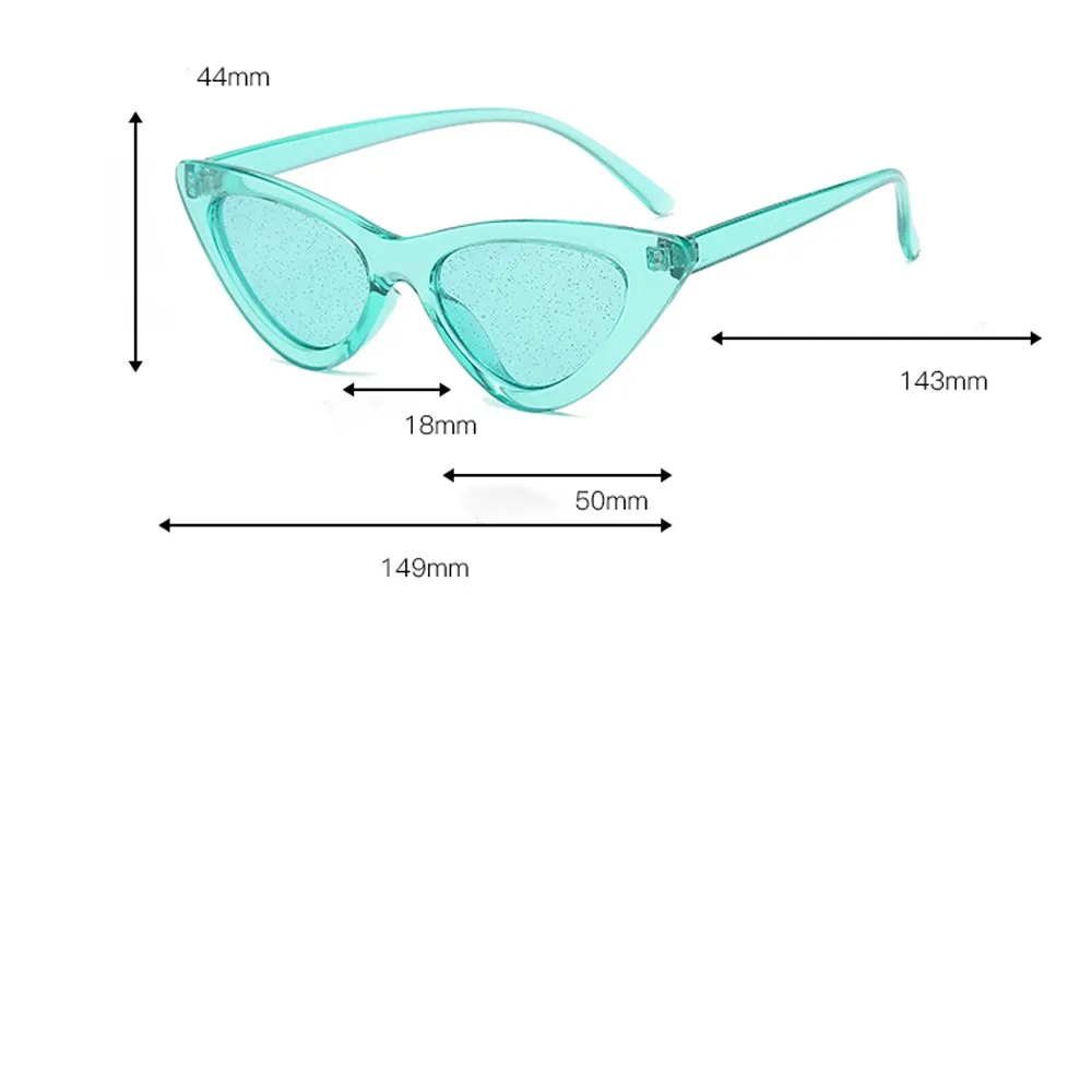 Винтаж Кошачий глаз блестки прозрачные Солнцезащитные очки Ретро мода# SMT0416