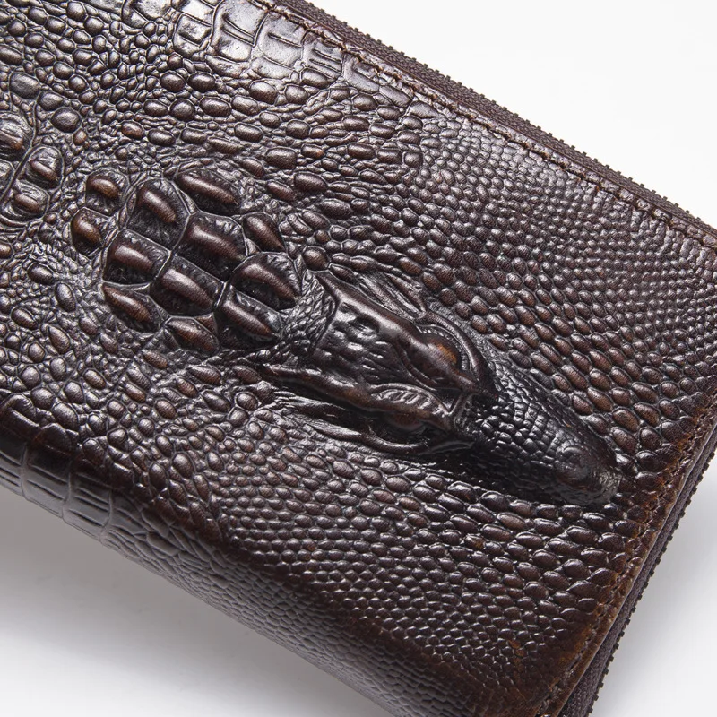 DOYUTG бренд Для мужчин из натуральной кожи с узором «крокодиловая кожа» Длинный кошелек в классическом стиле мужские Стандартный денег кошелек модные повседневные бумажники B063