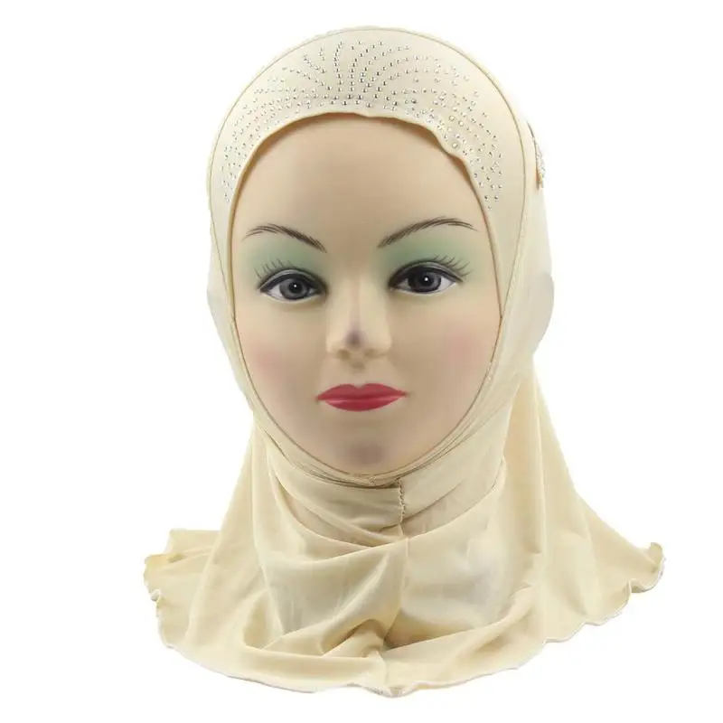 Мусульманский платок горный хрусталь мягкий козырек кисточкой Headwrap детей головной убор дышащий обертывания кепки - Цвет: A-02