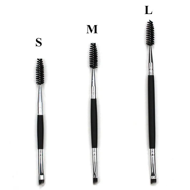 

1PC Double Ended Eye Makeup Brush Eyebrow Eyelash Brushes S M L Size Wooden Handle Mascara Wands Cosmetic Tools
