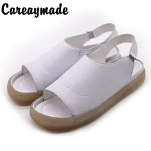 Careaymade-New Cowhide Flat-heeled Leaky-toed Fish-mouth Shallow-mouthed Women's Sandals Leisure Light Soft-soled Sandals Careaymade-New Cowhide Flat-heeled Leaky-toed Fish-mouth Shallow-mouthed Women's Sandals Leisure Light Soft-soled Sandals