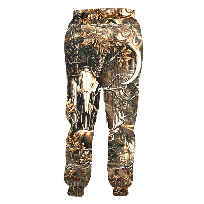 CJLM Модные мужские спортивные штаны 3D Лесной Олень забавные уличные мужские брюки коричневые листья Безразмерные брюки