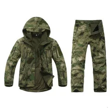 Atacs камуфляжная тактическая куртка Мягкая оболочка охотничья куртка брюки Одежда для охоты jaquetas de camuflagem dos homens chasse