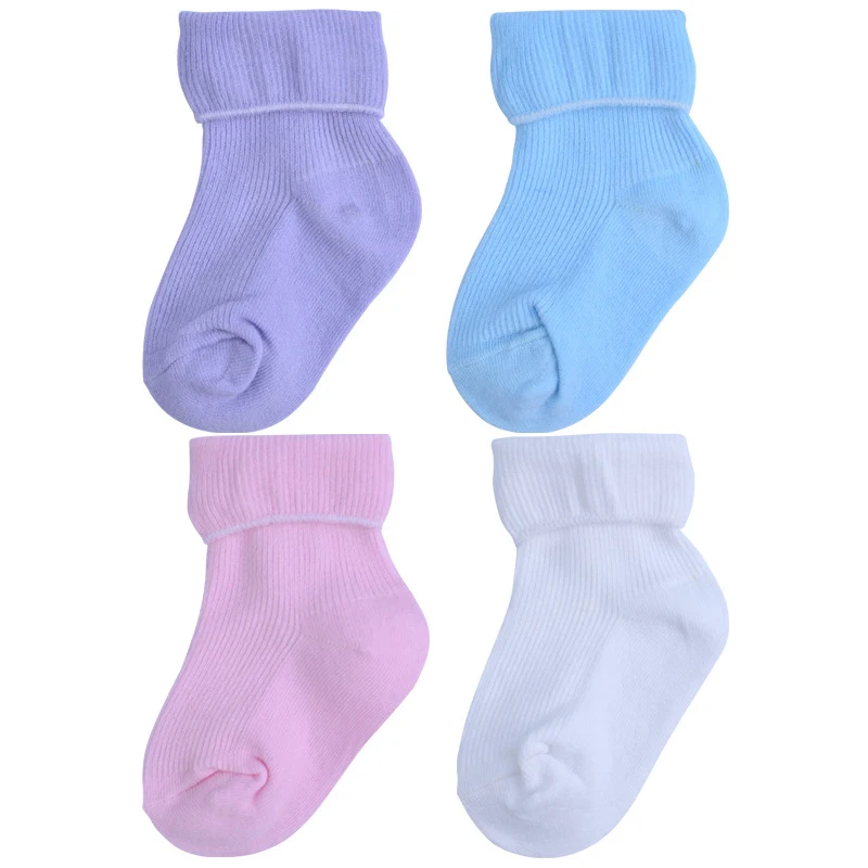 4pc/lot Baby cute organic cotton socks bulk cotton baby gripper solid