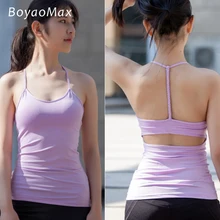 BoyaoMax сексуальный для спортзала топы для йоги camisole тренировки Спортивная футболка без рукавов Многоцветные рубашки для бега женские фитнес бюстгальтер с открытой спиной