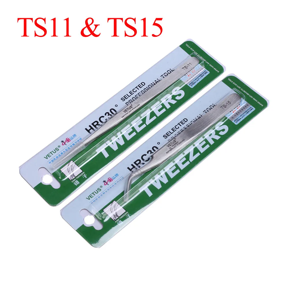 

High Precision Stainless Steel VETUS Tweezers Pinzas Curved Straight Tip Tweezer for Electronic Repair Rework Hand Clamping Tool