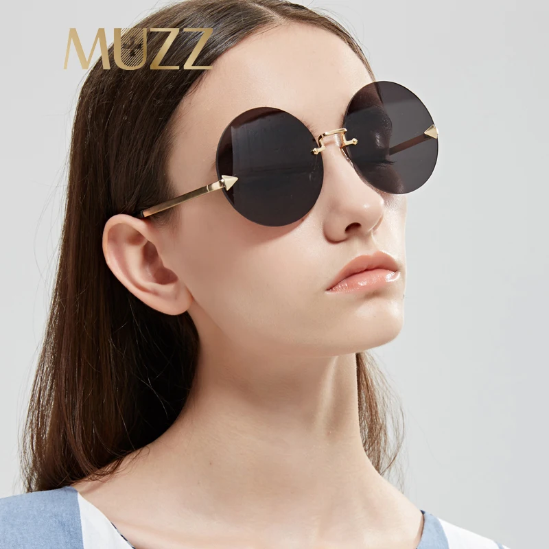 

MUZZ Oversized Round Circle Mirrored Hippie Hipster Sunglasses Metal Frame Women Men Black Mirrored Glasses Eyewear Accessories