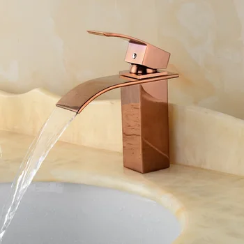 

Gold washroom basin faucet waterfall faucet hot & cold water basin mixer sink faucet luxury water tap