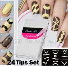 MISS TUNE TUNE 24 Sheets Set French Manicure Nail Art Tips Guides Stickers Stencil Strip Chevron