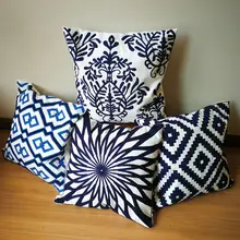 Голубая Подушка Чехлы Чехол для подушки с вышивкой вышитые декоративные пледы наволочка для дома Декор стен для дивана размером 45*45 см