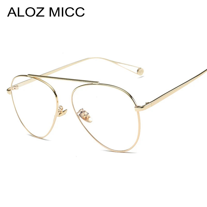 

ALOZ MICC Fashion Pilot Glasses Frame Women Classic Men Pilot Transparent Clear Lens Optical Eyeglasses UV400 Q224