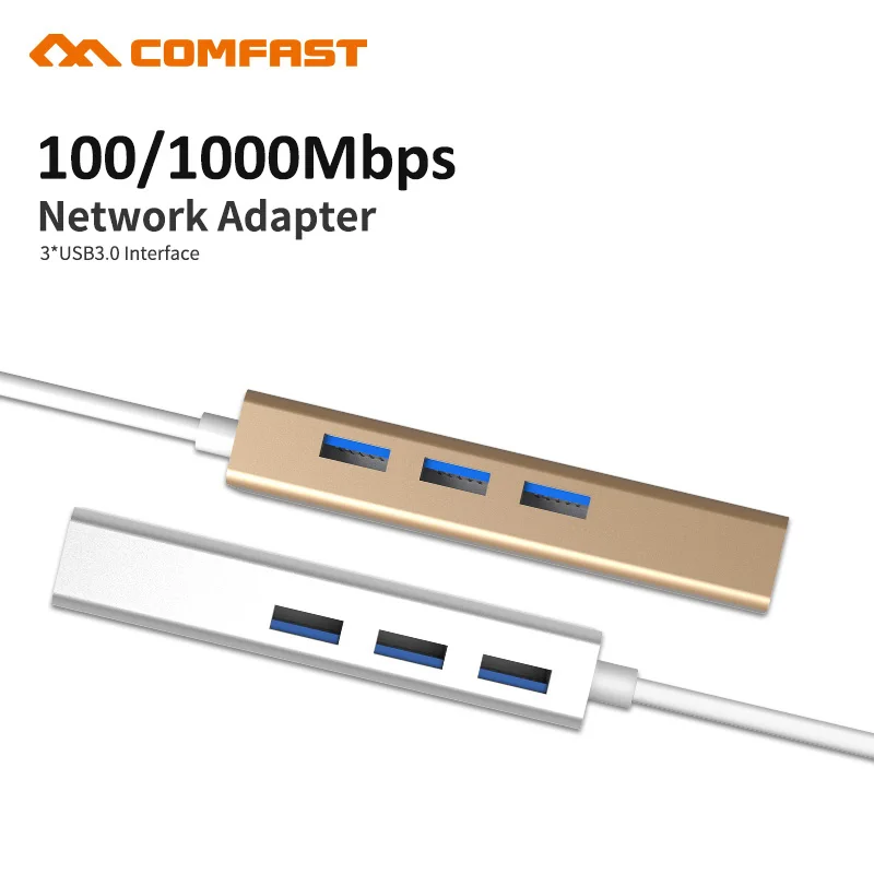 Comfast USB 3,1 Тип C до 3-Порты и разъёмы USB 3,0 концентратор с RJ45 10/100/1000 Gigabit Ethernet сетевой адаптер проводной преобразователь кабель