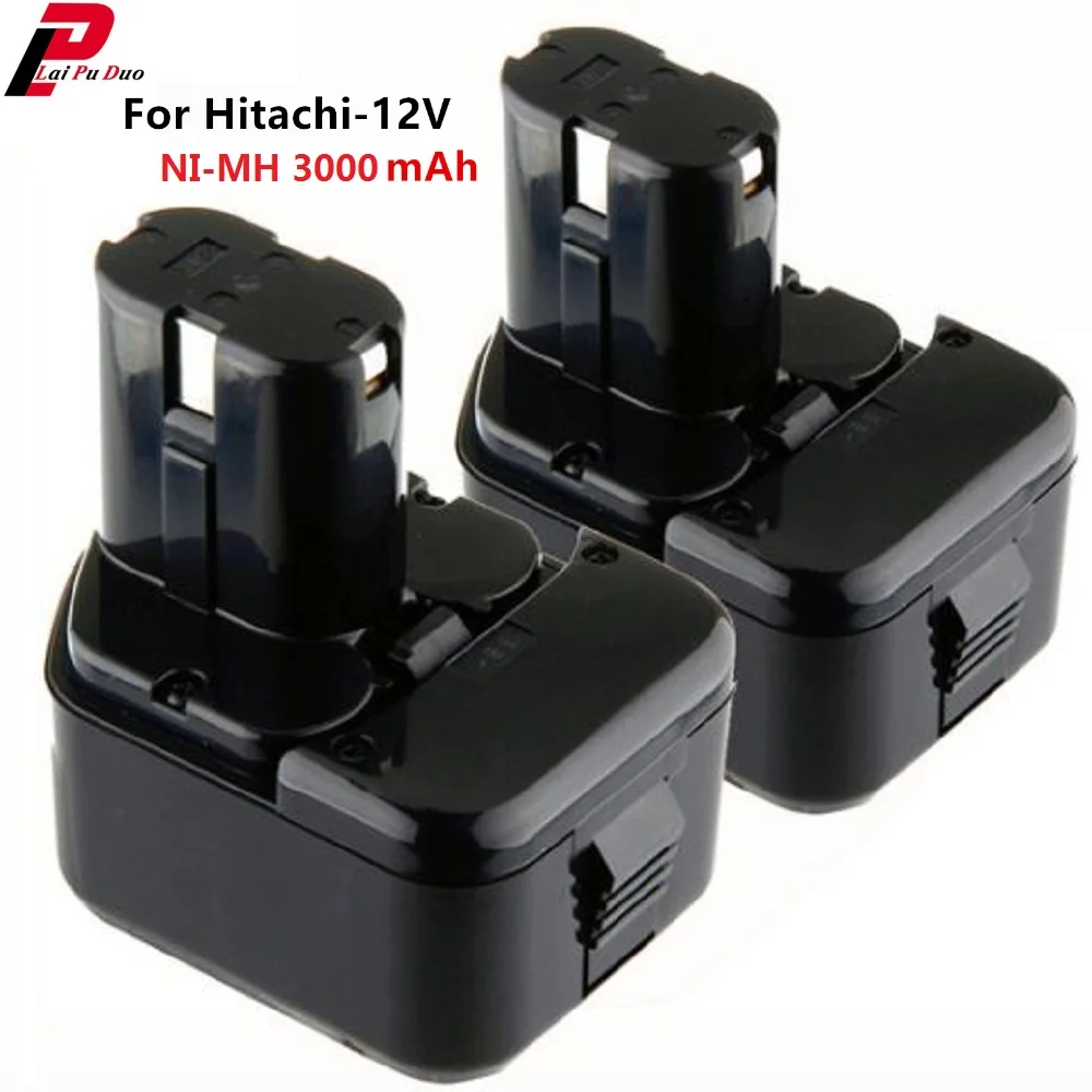  2PCS 12V 3000mAh 3.0Ah Ni-MH Power Tool Battery for Hitachi EB1214S EB1212S DS 12DVF3 EB1220HL EB12