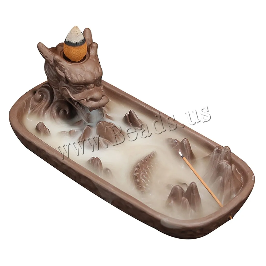 

Ceramic Backflow Incense Burner Chinese Dragon Smoke Waterfall Stick Incense Holder Smell Aromatic Use In Home Office Teahouse