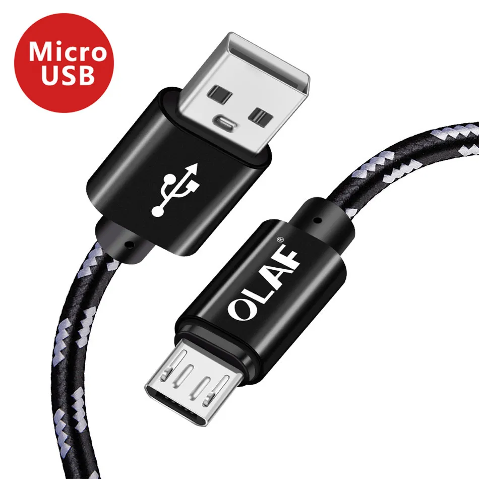 Олаф Micro USB кабель 2.1A Быстрая зарядка и синхронизация данных кабели для samsung нейлоновая оплетка type-C USB C кабель для huawei mate 20 Pro