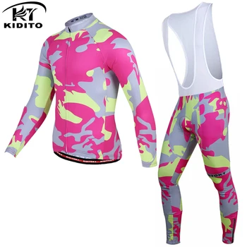 

KIDITOKT Cycling Clothing Set MTB Bike Cycling Jerseys Long Sleeve Winter Thermal Fleece Jacket Bib Pants Clothes Maillot suits
