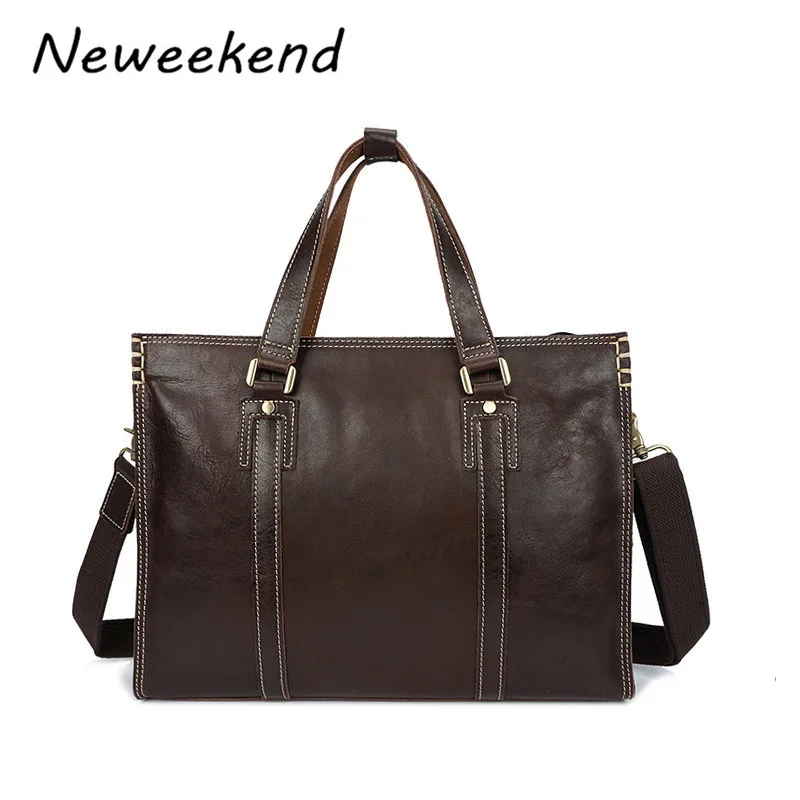 

NEWEEKEND Men's Briefcase Genuine Leather Handbag Vintage Business Bag Messenger Bag A Laptop Bags for Men Male Bag YD-8093