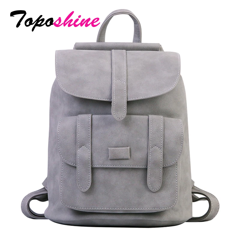  Toposhine Famous Brand Backpack Women Backpacks Solid Vintage Girls School Bags for Girls Black PU  - 32671911315