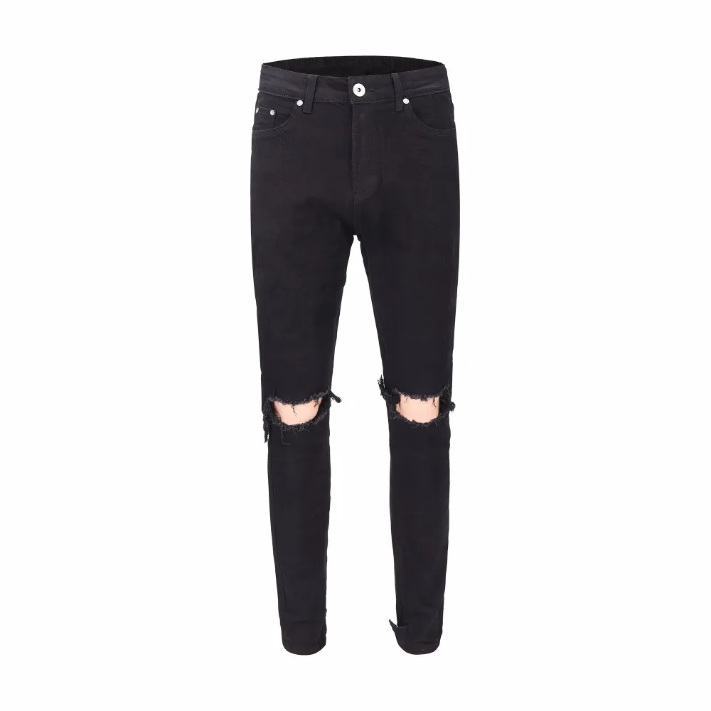 black damaged jeans
