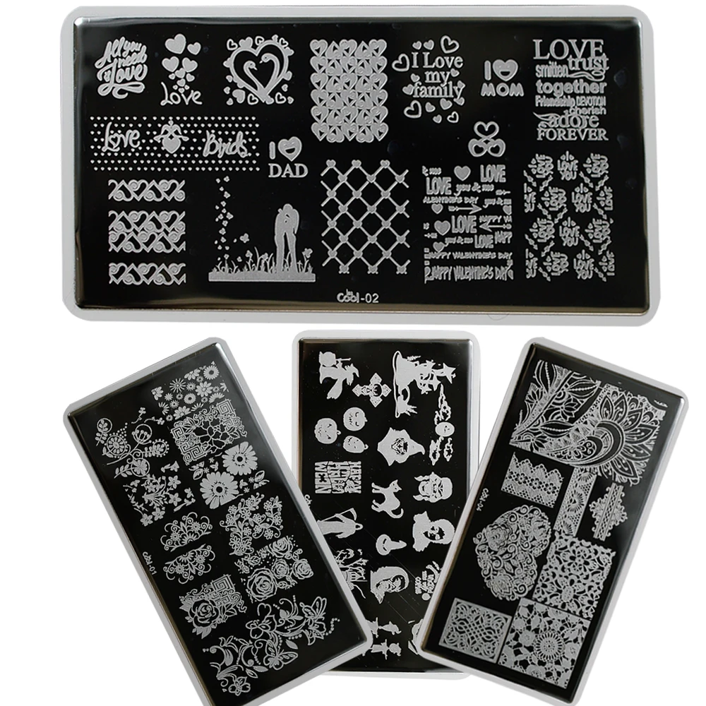 

1Pcs Stainless Steel Creative Designs Flower Nail Stamping Plate Beauty Nail Art Template Stencils Nail Stamping BELesCool 01-04