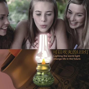 

European antique kerosene novelty blowing control candle lights USB baby sensor night light bedside lamp