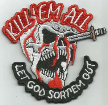 

KILL 'EM ALL LET GOD SORT 'EM OUT SKULL MOTORCYCLE JACKET VEST BIKER PATCH Embroidery Iron On Applique Patch rock punk goth