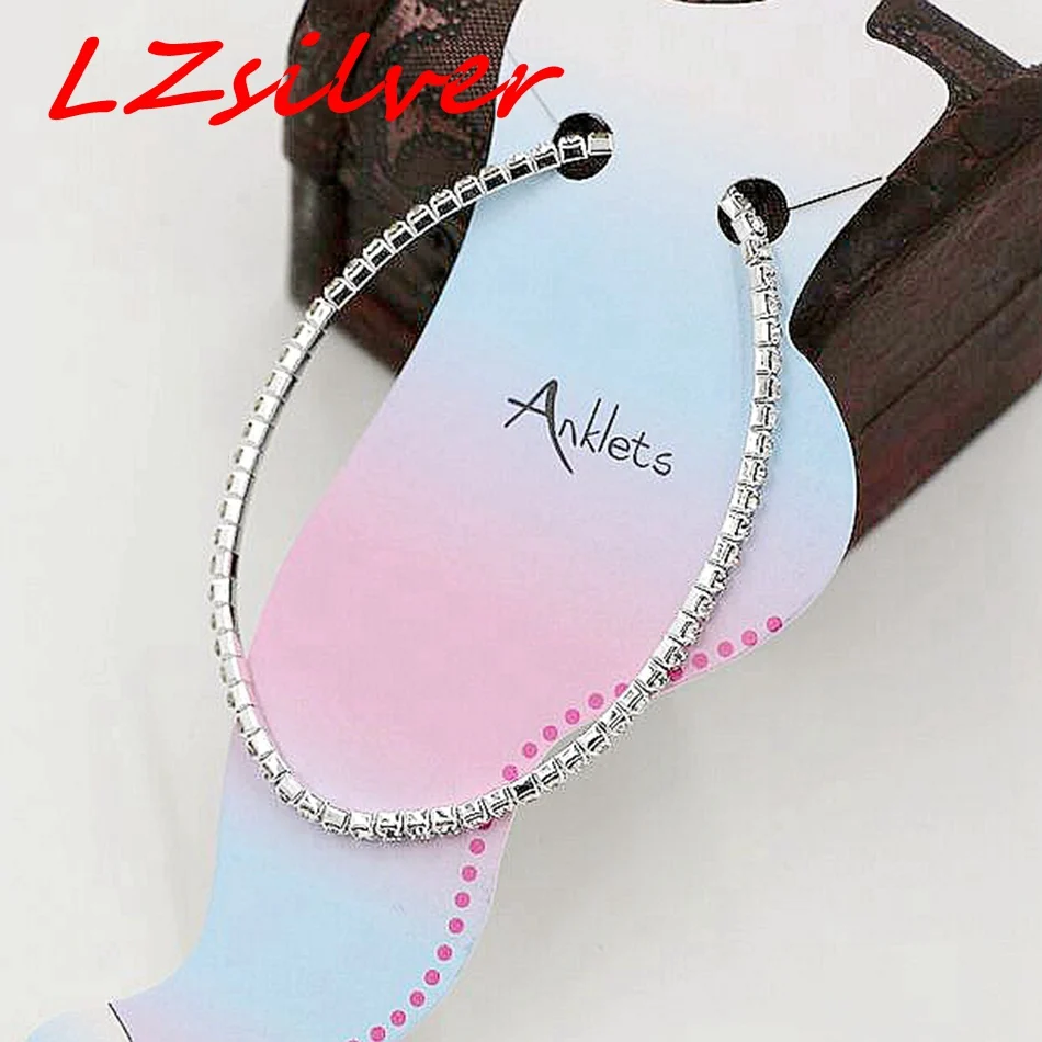 

Hot ! 2Pcs Plated Silver Clear Crystal Anklet Ankle Bracelet 0.12" ab523