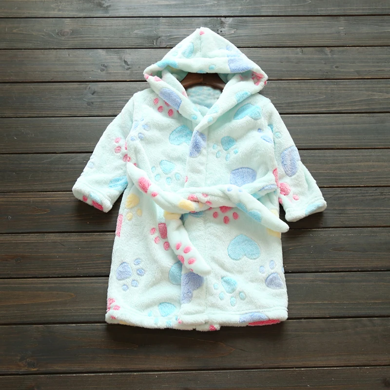 Детский фланелевый банный халат; сезон весна-осень; зимняя пижама из кораллового флиса для маленьких детей; ночная рубашка с капюшоном для мальчиков и девочек; одежда для сна; X11