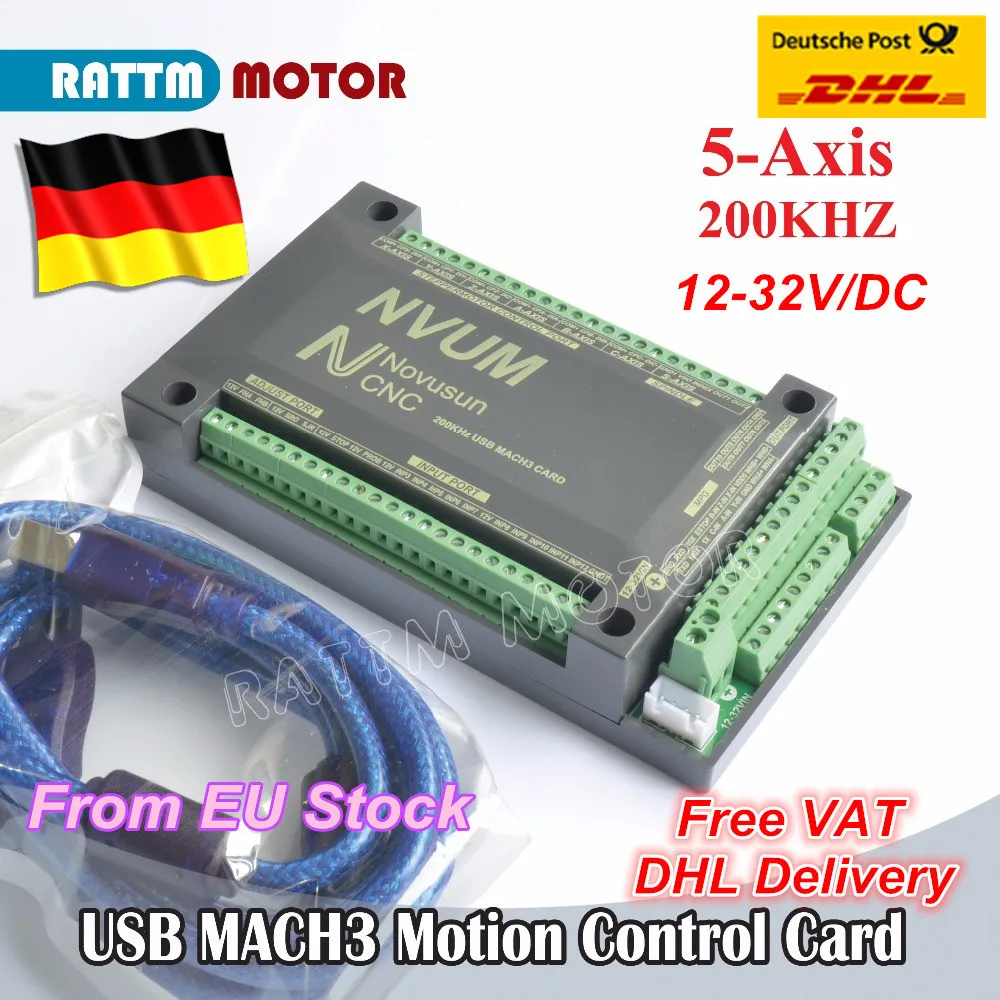 5 Axis 200KHZ MACH3 USB Motion Control Card NVUM CNC Controller for CNC Mill Router Stepper Motor Servo motor from RATTM MOTOR