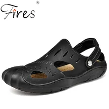 Новинка; модные мужские сандалии для вождения; Уличная обувь из искусственной кожи; нескользящая износостойкая обувь на плоской подошве; Повседневная обувь сезон