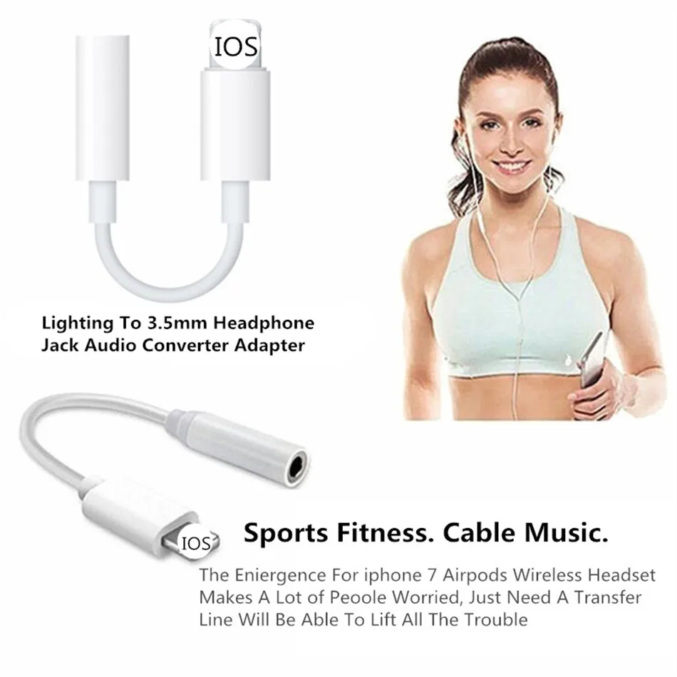 3.5mm Jack Headphones Adapter 10.2 For Lighting Plug Play Music Audio Earphone USB Cable For iPhone X 7 8 Plus Converter Adapter