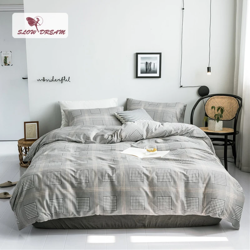 

SlowDream 100% Cotton Bedding Set Double Queen King Size Bed Linens Flat Sheet Pillowcase Bedspread Mans Adult Japan Style Bed