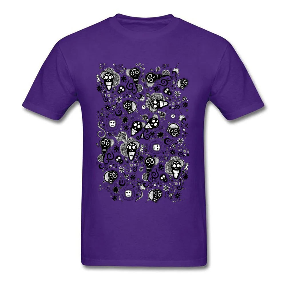 Design Birthday Summer Fall Cotton Fabric Round Collar Mens Tees Europe Clothing Shirt 2018 New Fashion Short Sleeve T Shirts Happy Mexican Day of the Dead purple