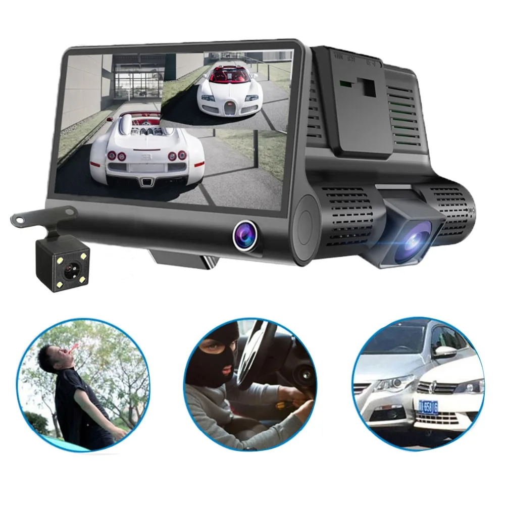 2018 Auto Full HD 1080P Registrator 170 Degree Wide 4 0 Inch Three way Dash Cam