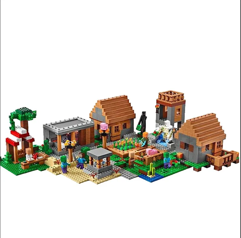

LEPINE 1673pcs Mine Crafted World Series Village Model Building Blocks Bricks Educational Toys for Children Gifts 21128