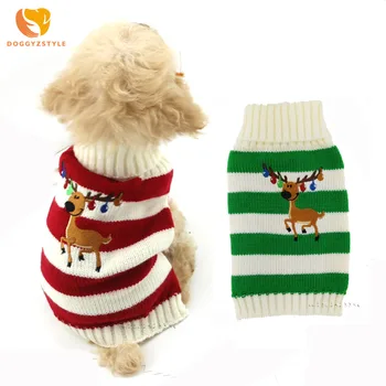 

Christmas Reindeer Pet Cat Dog Sweater Striped Puppy Knit Coat Warm Small Dogs Clothes for Chihuahua French Bulldog Costume