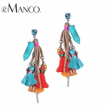 EManco Bohemia Fringe Colgantes de Terciopelo Multicolor Borla Cuelga Los Pendientes de Gota para Las Mujeres Calientes de la Marca de Joyería de Moda 2016