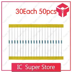 1500 шт./лот 30 Значения X 50 шт. 1% 1/4 Вт (10 Ом ~ 1 м ом) Каждое значение 50 шт. резистор пакет использовать цветное кольцо сопротивление