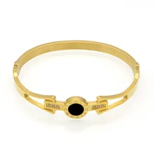 Luxury Korean Opening Titanium Steel Bangles Crystal 18 K Rose Gold White Gold Bangles Roman Numerals Women’s Bracelet